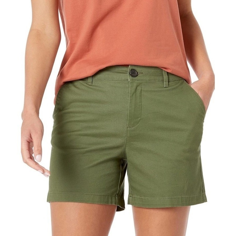 Amazon Essentials Chino Shorts Womens 6 Brick Red New Slim-Fit 5" Inseam